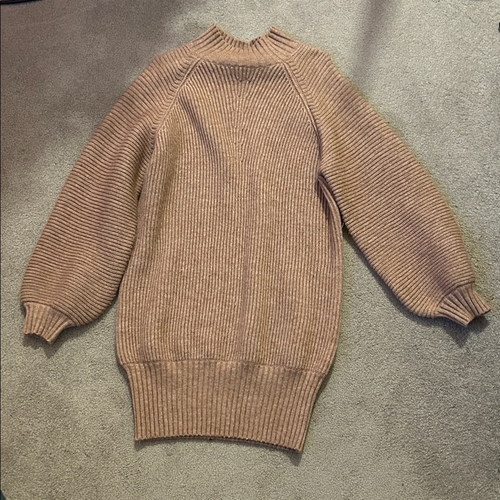 Le Lis Beige/Camel Ribbed Sweater Dress